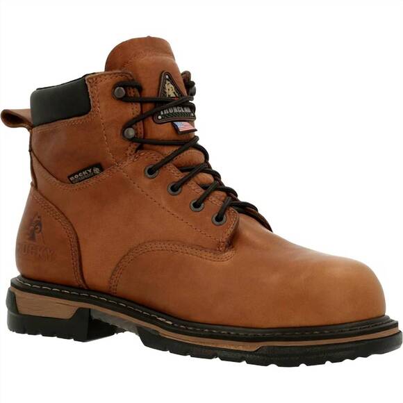 NEW ROCKY men's ironclad steel toe waterproof work boot in brown